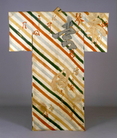 Image of "Robe (Kosode) with Diagonal Stripes and PoetryFormely owned by Noguchi Hikobei, Edo period, 17th century"