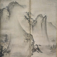 Image of "중요문화재　사계절 산수 병풍（부분）　15세기"