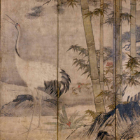 『重要文化財　四季花鳥図屏風（部分）　伝雪舟等楊筆　室町時代・15世紀』の画像