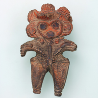 Image of "Clay Figurine (Dogū) with an Owl-Like FaceFound at Shinpukuji Shell Mound, Saitama, Jōmon period, 2000–1000 BC (Important Cultural Property)"