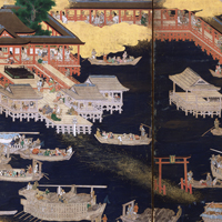 Image of "이쓰쿠시마 유락 그림 병풍（부분）　17세기"