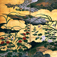 Image of "사계절 풀꽃과 새 그림 병풍（부분）　작자 미상　16세기"