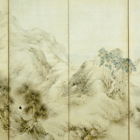 『山水図屏風（部分）呉春筆　江戸時代・18世紀』の画像
