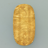 Image of "Gold Coins: Keichō Koban, Found off the coast of Ōshima Town, Tokyo, Edo period, 16th–17th century"