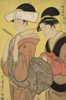 『重要文化財　娘日時計・申ノ刻　喜多川歌麿筆　江戸時代・18世紀』の画像