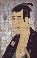 Image of "중요문화재　시가 다이시치로 분한 3대 이치카와 고마조（부분）　도슈사이 샤라쿠　에도시대 1794년"