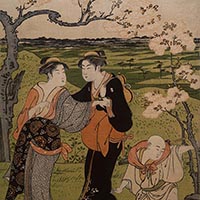 Image of "Cherry-Blossom Viewing at Asuka Hill (detail), By Torii Kiyonaga (1752–1815), Edo period, 18th century"
