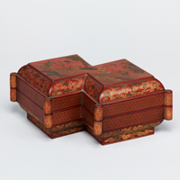 Image of "Box in the Shape of Interlocking Diamonds with Children at PlayLacquer inlay with goldChina, Qing dynasty, Qianlong era (1736–95)"