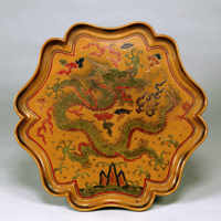 Image of "Lobed Tray with a Dragon among Surging Waves, China, Qing dynasty, Kangxi era (1662–1722) "