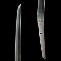 Image of "Blade for a Long Sword (Tachi), Named "Mikazuki Munechika" (detail), By Munechika, Heian period, 10th–12th century (National Treasure, Gift of Mr. Watanabe Seiichirō)"