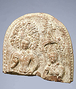 Image of "Sema, Boundary stone with the figures of a couple and the full vessel, Thailand, Dvaravati period, 8th - 10th century (Gift of Dr. Yamamoto Tatsuro)"