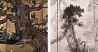 Image of "left:Cypress Tree, by Kano Eitoku, Azuchi-Momoyama period, 16th century (detail) right:Pine Trees, by Hasegawa Tohaku, Azuchi-Momoyama period, 16th century (detail)"