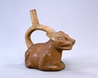 Image of "Stirrup spout jar, In the shape of Fox, From the Northern Coast of Peru, Mochica culture, 3rd - 6th century (Gift of Mr. Tokugawa Yorisada)"