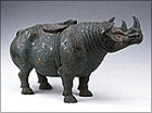 Image of "Bronze Rhinoceros-shaped Zun Vessel with Gold and Silver Inlay,Lent by the National Museum of China"