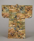 Image of "Karaori Garment (Noh Costume), Chrysanthemum sprays on checkered brown ground, Edo period, 18th century"