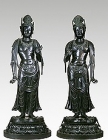 Image of "Standing Gakko Bosatsu (Candraprabha) and Standing Nikko Bosatsu (Suryaprabha)National TreasureAsuka or Nara Period, 7 or 8 centuryYakushi-ji Temple, Nara(C) Askaen"