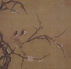 Image of "Two Sparrows and Plum Blossoms, Attributed to Ma Lin, Southern Song dynasty, 13th century (Important Cultural Property, Gift of Dr. Yamamoto Tatsuro)"
