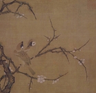Image of "Two Sparrows and Plum Blossoms, Attributed to Ma Lin, Southern Song dynasty, 13th century (Important Cultural Property, Gift of Dr. Yamamoto Tatsuro)"