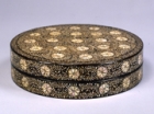 Image of "Covered Box, Black lacquer with arabesque in mother-of-pearl inlay, Goryeo dynasty, 14th century, Korea (Gift of Mr. Matsumoto Eichi)"