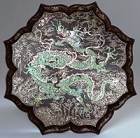 Image of "Foiled Tray, Dragon and waves in mother-of-pearl inlay, Yuan dynasty, 14th century, China (Important Cultural Property)"