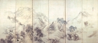 『山水図屏風　呉春筆　江戸時代・18世紀』の画像