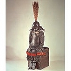Image of "Gusoku-Type Armor with Two-Piece Cuirass,Red lacing, Formerly worn by Hosokawa Tadaoki (Sansai), 16th century, Eisei Bunko Museum, Tokyo"