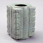Image of "Water Jar in Shape of Jade Cong, Celadon glaze, Southern Song Guan ware, Southern Song dynasty, 12th - 13th century, China (Important Cultural Property, Gift of Mr. Hirota Matsushige)"