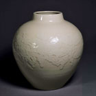 Image of "Large White Porcelain Vase, Magic mushroom design in relief, By Seifu Yohei lll, 1912 (Gift of the artist)"