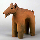 Image of "Haniwa Dog, Terra-cotta tomb ornament, From Sakaikamitakeshi, Isesaki-shi, Gunma, Kofun period, 6th century"