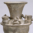 Image of "Footed Jar with Ornaments and Diminutives, Sue Stoneware, From Tsuchigatani, Ushimado-cho, Setouchi-shi, Okayama, Kofun period, 6th century"