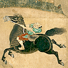 『重要文化財　牧馬図屏風（部分）　長谷川等伯筆　安土桃山時代・16世紀』の画像