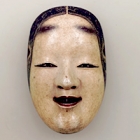 Image of "Noh Mask: Ko'omote, With branded mark &quot;Tenkaichi Kawachi&quot;, Formerly preserved by the Konparu family, Edo period, 17th century (Important Cultural Property)"