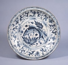 Image of "Dish, Fish and water plants in underglaze blue, Vietnam, 15th century (Important Art Object)"