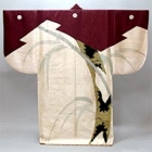 Image of "Kosode (Garment with small wrist openings), Pine bark, lozenge, and bamboo design on white silk ground with glossed weft, Formely owned by Noguchi Hikobei, Azuchi - Momoyama - Edo period, 16t - 17th century (Important Cultural Property)"