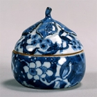Image of "Incense Container in Shape of Eggplant, With design in underglaze blue, Jingdezhen ware, China; Shonzui type, Ming dynasty, 17th century (Gift of Mr. Hirota Matsushige)"