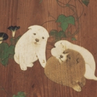 Image of "Morning Glories and Puppies (detail), By Maruyama Okyo, Edo period, dated 1784"