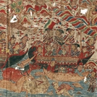 Image of "Painted Cloth, Design of Bali genre scenes on a white ground (detail), 20th century"