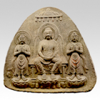 Image of "Healing Buddha Yakushi Triad (Purportedly), Asuka to Nara period, 7th–8th century (Ishii-dera Temple, Nara Prefecture, Important Cultural Property)"