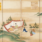 『悠紀屏風　明和元年度正月・二月帖　土佐光貞筆　江戸時代・明和元年(1764)　[展示期間：2019年12月1日まで]』の画像