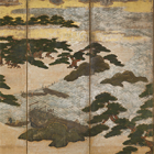 Image of "重要文化财　滨松图屏风（局部）15世纪"