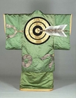 Image of "Haori Coat (Kabuki Costume), Arrow and target on green satin, Formerly in the collection of Bando Mitsue, Edo period, 19th century (Gift of Ms. Takagi Kyo)"