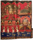 『茜地クリシュナ文様金更紗　南インド　18世紀』の画像
