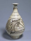 Image of "Vase, Buncheong ware with fish in underglaze iron, Attributed provenance: Hakbong-ri, Gongju, Chungcheongnam-do, Korea, Joseon dynasty, 15th - 16th century, Korea (Gift of the Ogura foundation)"