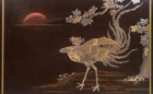 Image of "Stationery Stand, Morning sun, paulownia and phoenix in maki-e, Donated to yushima shrine by Matsudaira Tadamasa, Edo period, dated 1789"