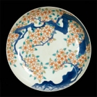 『色絵桜樹図皿　鍋島　江戸時代・18世紀』の画像