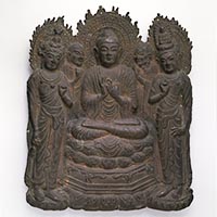 Image of "Gilt Bronze Buddhist Statues, Halos, Repousse Buddhist Images"