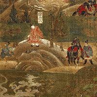 Image of "Painting: Illustrated Biography of Prince Shotoku, Calligraphy: Waka Poem by the Emperor Gosakuramachi and Screen with Verses from Various Sutras, Textiles: Funzoe―Buddhist Robes Associated with Prince Shotoku"