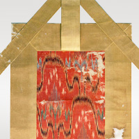 Image of "Textiles: Kanton-ban Plain-weave Silk Buddhist Banners and Fragments of Bottom Sections of Banners"
