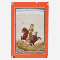 『インドの細密画 騎馬人物像』の画像