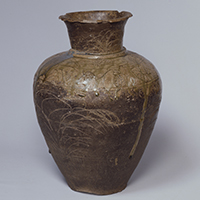 Image of "Jar, Autumn grasses design, From Minami-Kase, Saiwai-ku, Kawasaki-shi, Kanagawa, Heian period, 12th century (National Treasure, Lent by Keio University, Tokyo)"